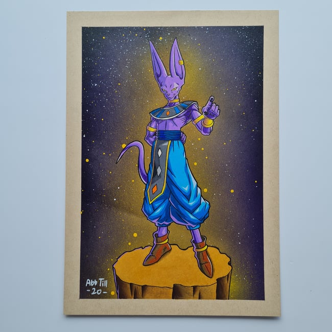 Lord Beerus original A4 drawing | Abb Till Custom Artwork