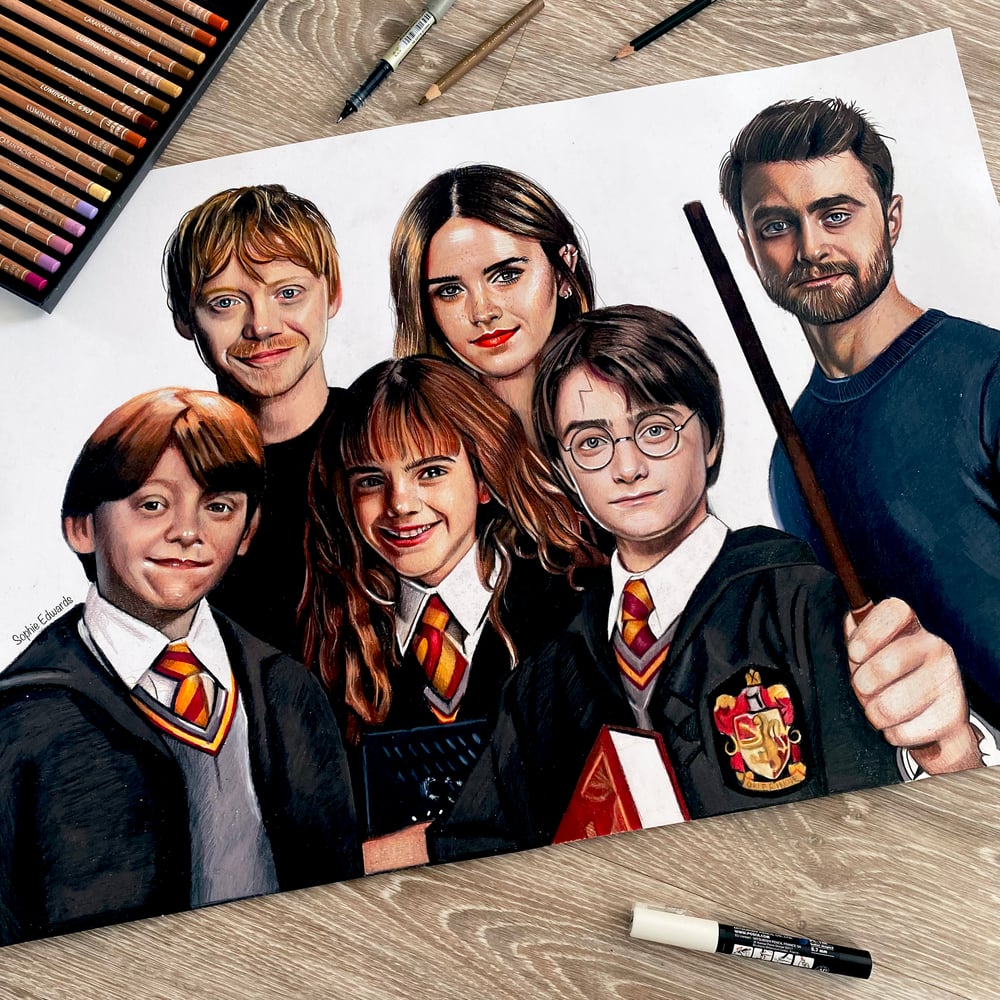 Image of Harry Potter, Hermione Granger & Ron Weasley - Then and Now PRINT