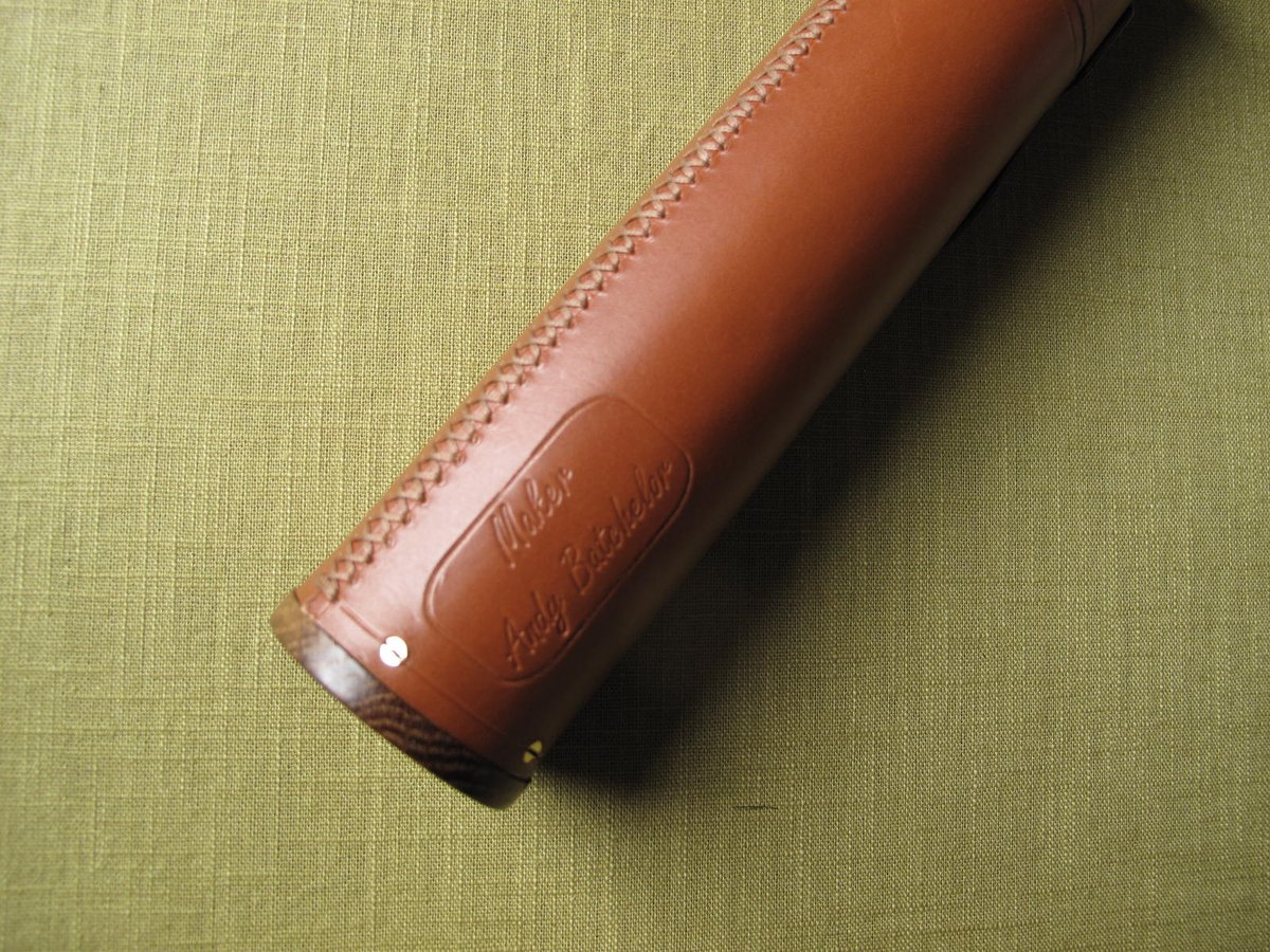Image of Tan leather and oak float tube
