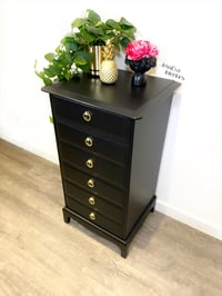 Image 2 of Black painted Stag Minstrel Narrow Tallboy - Chest of Drawers 