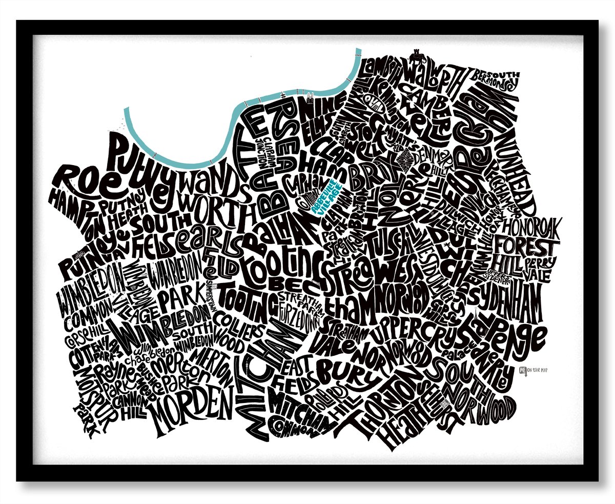 Image of South West London Typographic Map