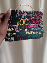 Image 2 of Black Colorful Graffiti Clutch