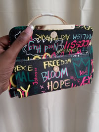 Image 3 of Black Colorful Graffiti Clutch