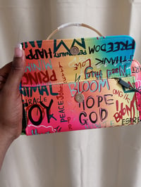 Image 2 of Blue Colorful Graffiti Clutch