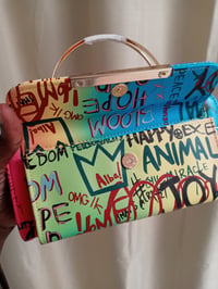 Image 3 of Blue Colorful Graffiti Clutch