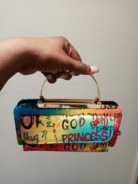 Image 1 of Blue Colorful Graffiti Clutch