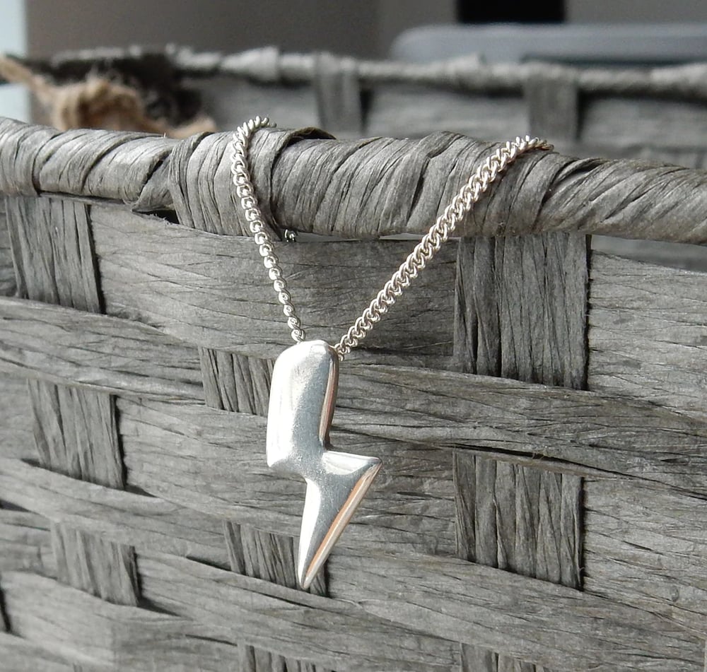 Handcrafted Silver Lightning Bolt Pendant And Chain