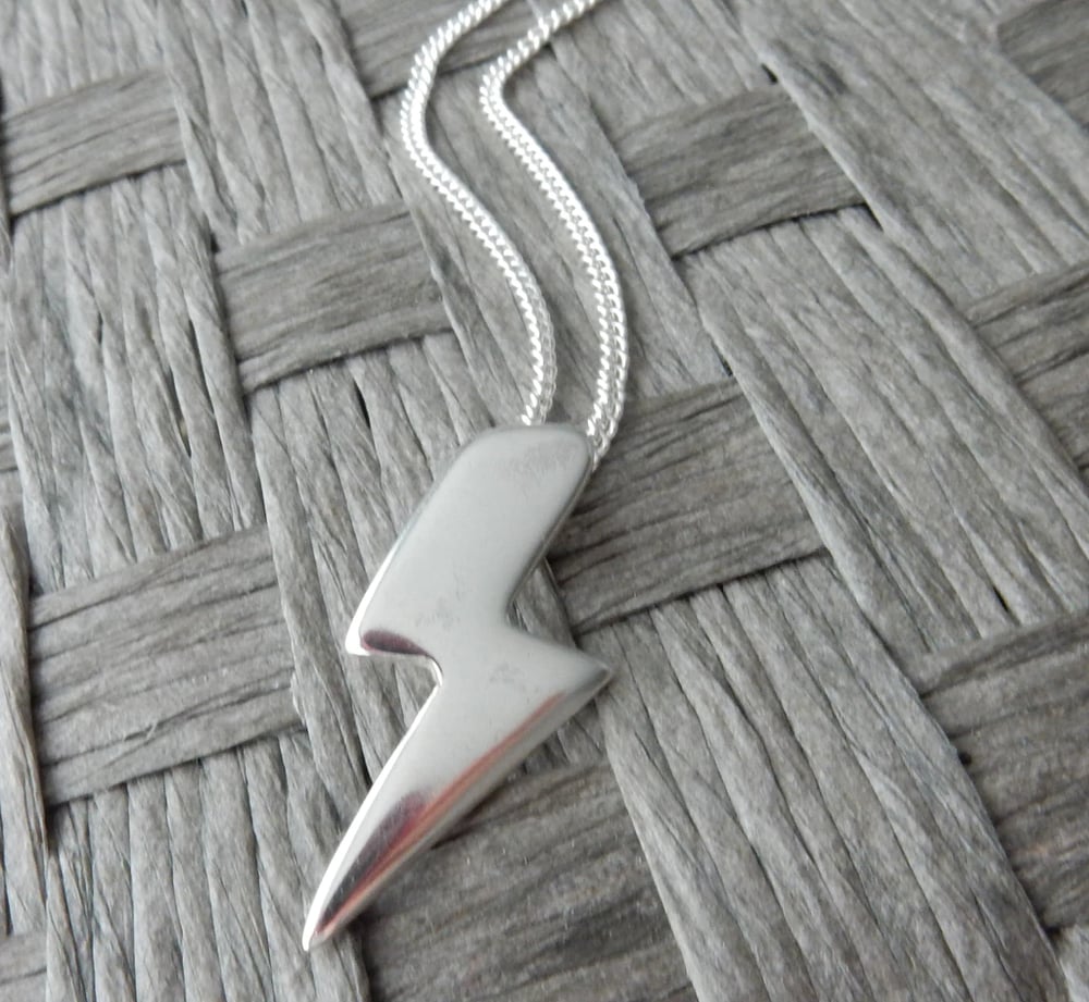Handcrafted Silver Lightning Bolt Pendant And Chain
