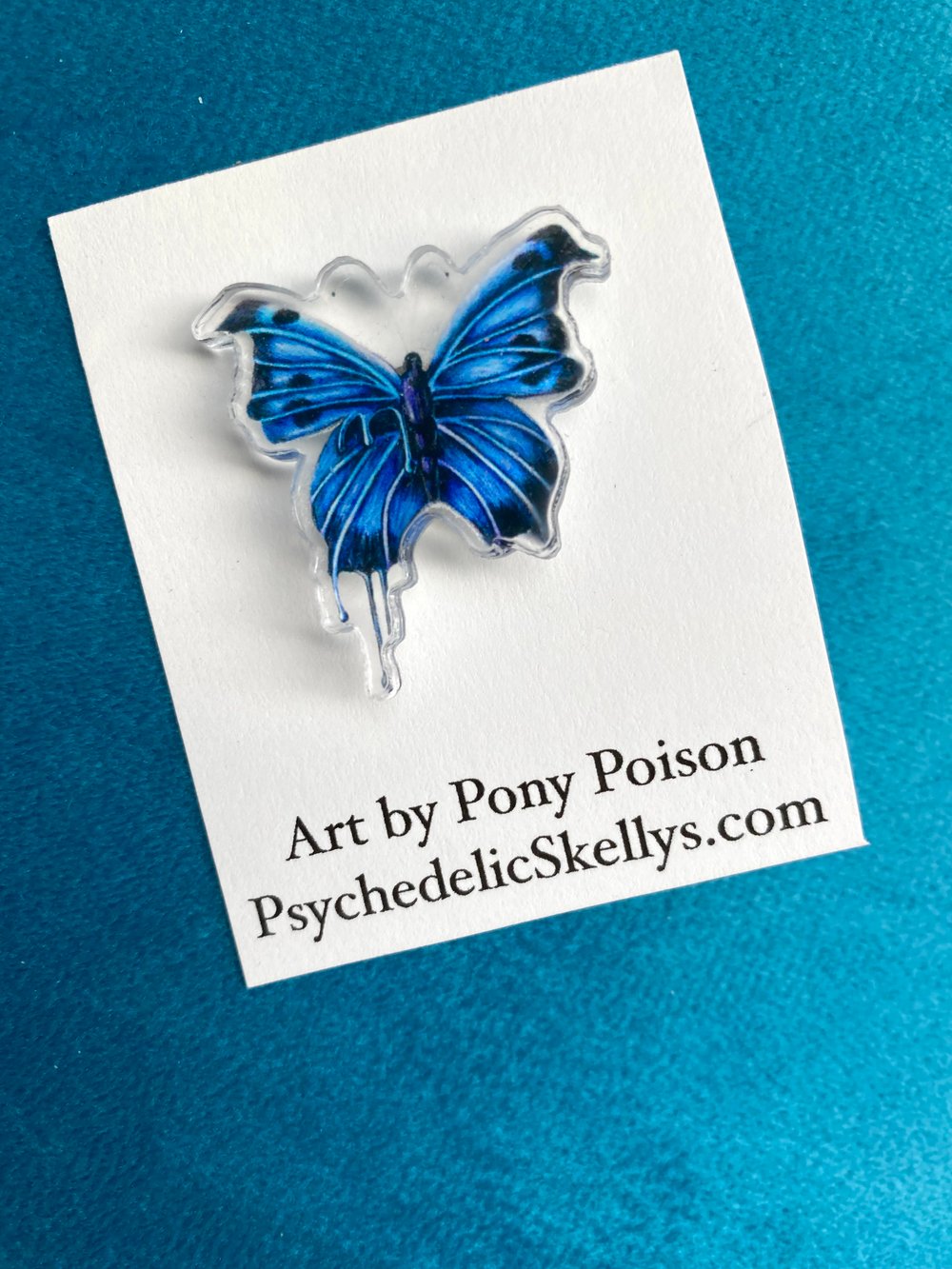 Image of Dripping Blue Butterfly Pin