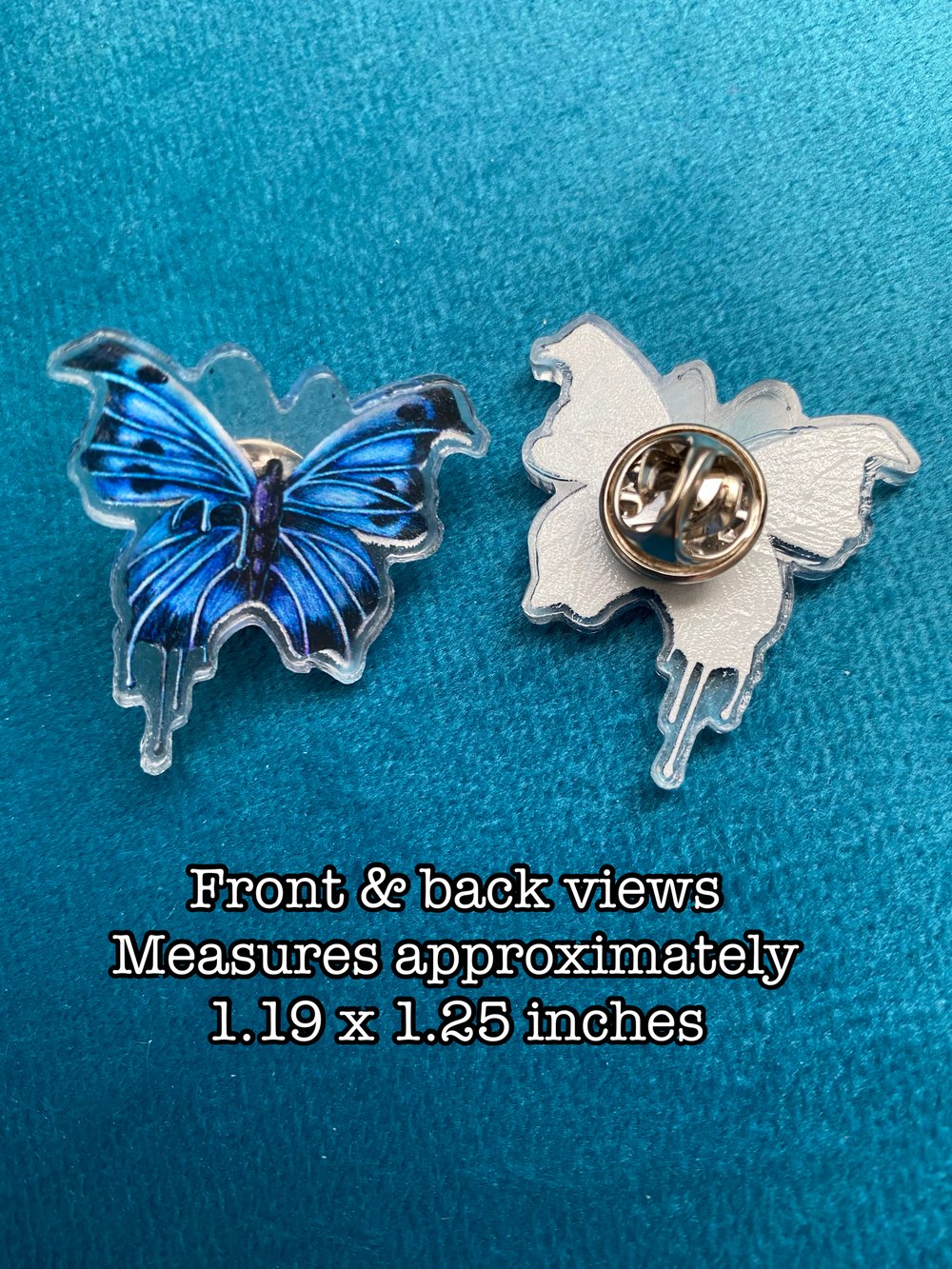 Image of Dripping Blue Butterfly Pin