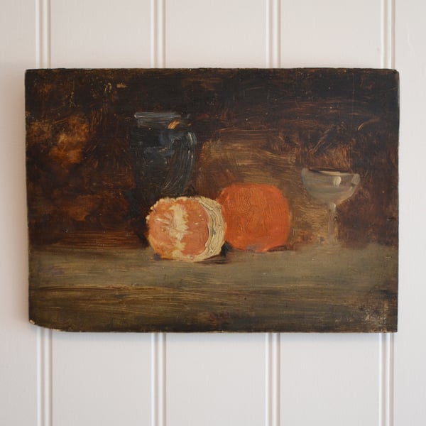 Image of French Still Life Painting, 'Oranges and Champagne.'