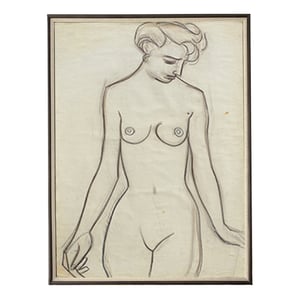 Image of Large Mid Century, Charcoal Sketch of a Woman Jean Besnard (1922- 2007)