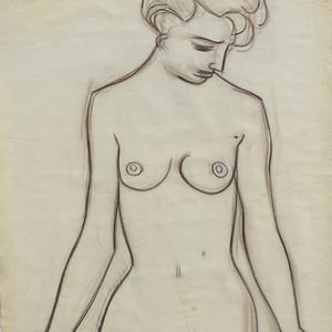 Image of Large Mid Century, Charcoal Sketch of a Woman Jean Besnard (1922- 2007)