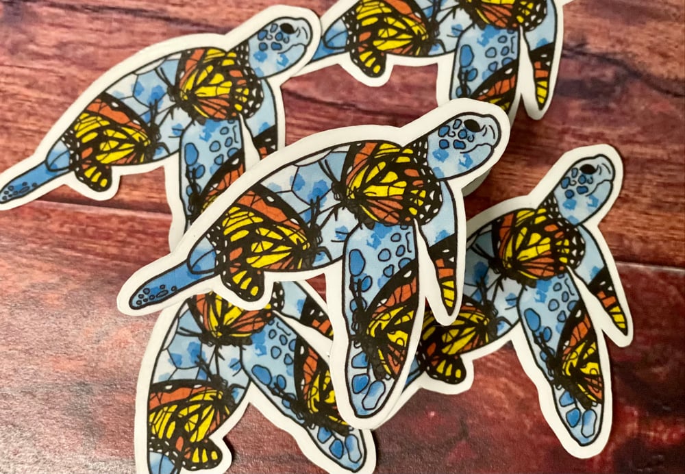 Butterfly Turtle / Monarch Butterfly Waterproof Vinyl Sticker (choose one)