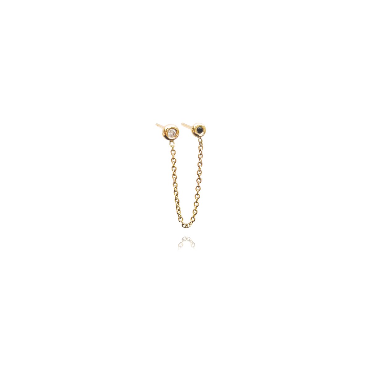 Image of 9ct gold double diamond chain link stud
