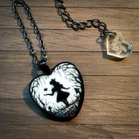 Image 1 of Alice Black and White Silhouette Heart Resin Pendant