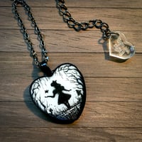Image 1 of Alice Black and White Silhouette Heart Resin Pendant