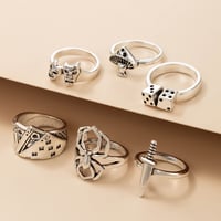 Image 2 of Unisex Set of 6 Fashionable Objects Rings