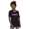 SAPIOSEXUAL Loose Fit Pink on Black Short Sleeve V-Neck T-Shirt