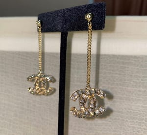Image of (THIS ITEM JUST SOLD 🚫) Chanel CC Gold Drop Earrings  