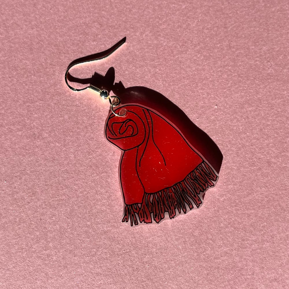 Image of red scarf earrings