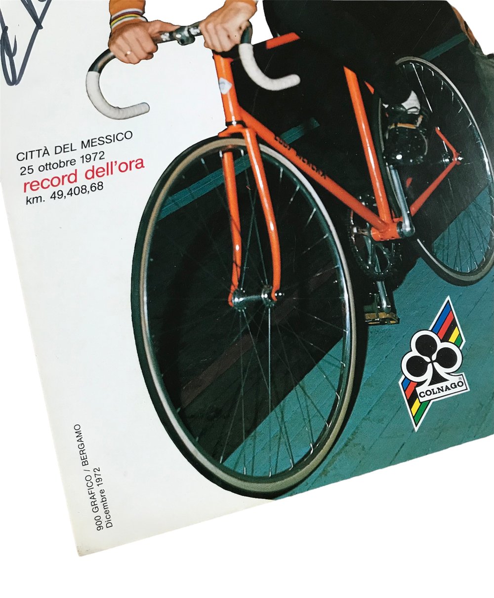 1972 ðŸ‡§ðŸ‡ª Official Colnago poster signed by Eddy Merckx
