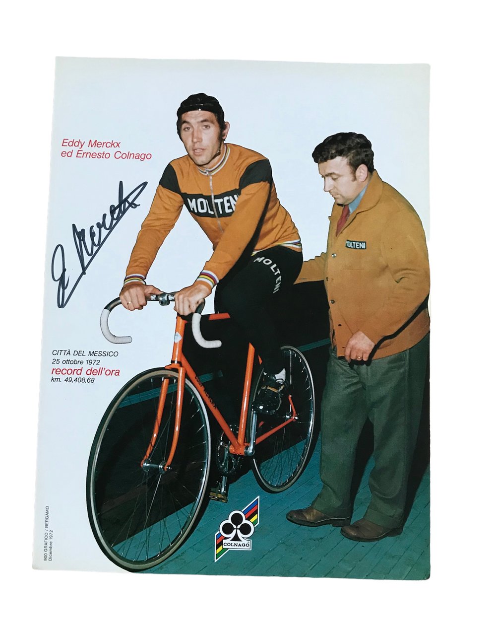 1972 Official Colnago poster signed by Eddy Merckx Biciclissima