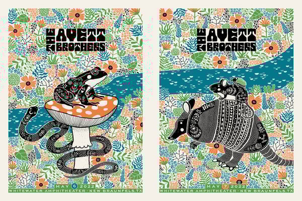 Image of The Avett Brothers New Braunfels 2022 Uncut Diptych