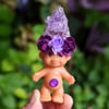 MADE TO ORDER: Amethyst Crystal Troll Shorty with Purple Flower Crown 4"