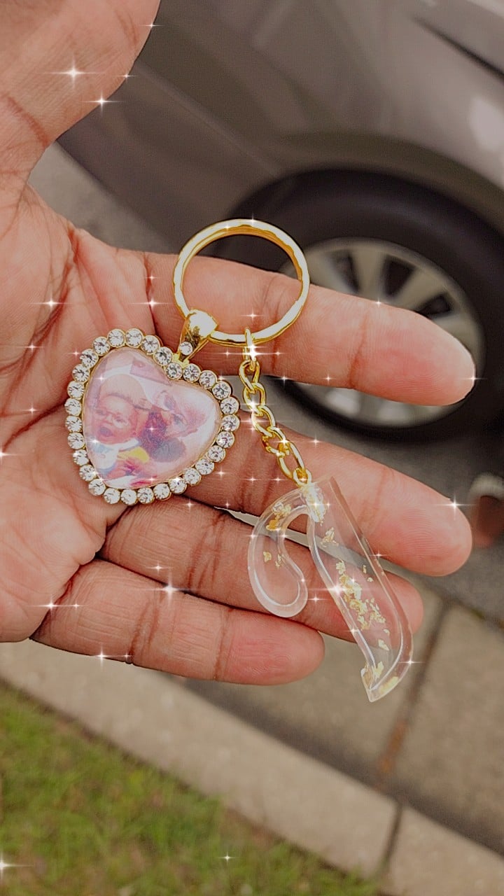Image of Photo Charm Keychain w Initial