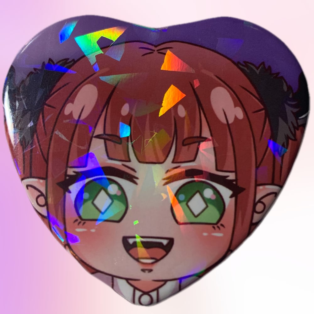 Darling Holo Heart Button
