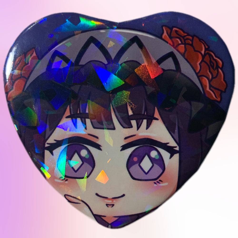Darling Holo Heart Button
