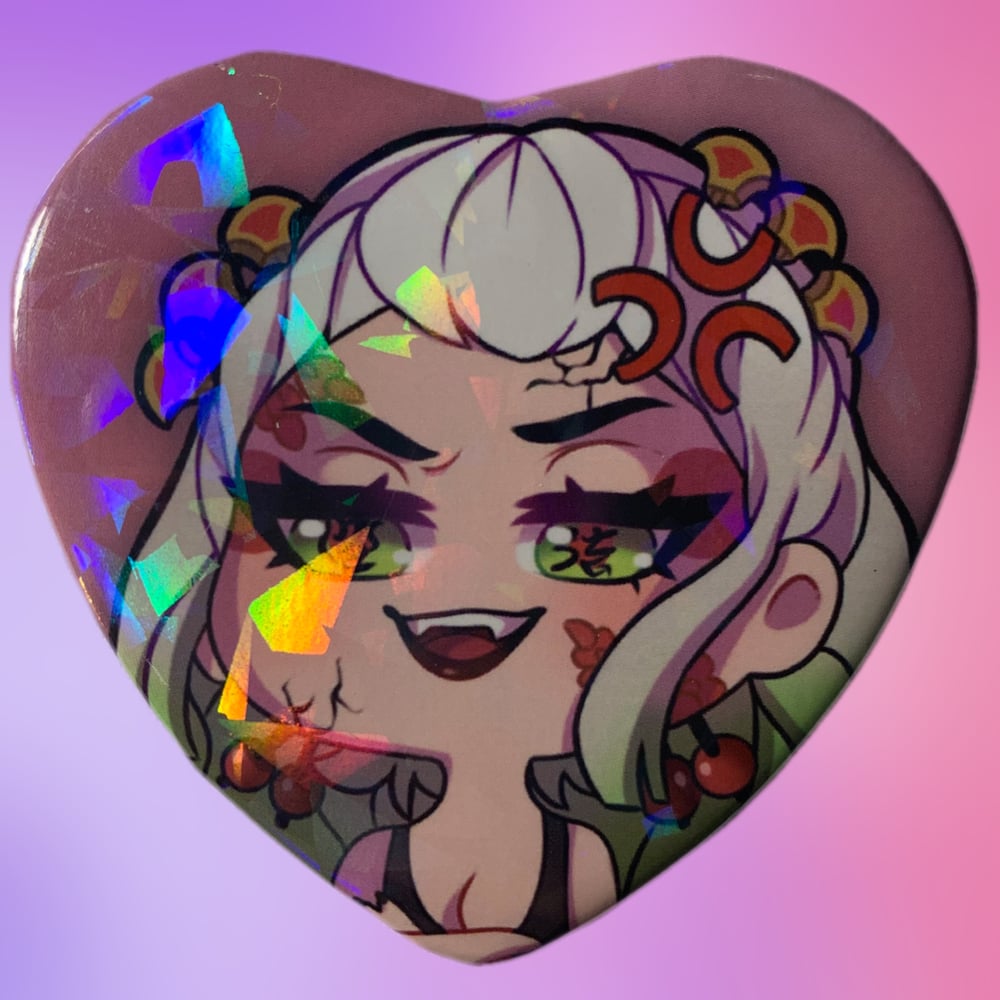 Upper Moon Holo Heart Button