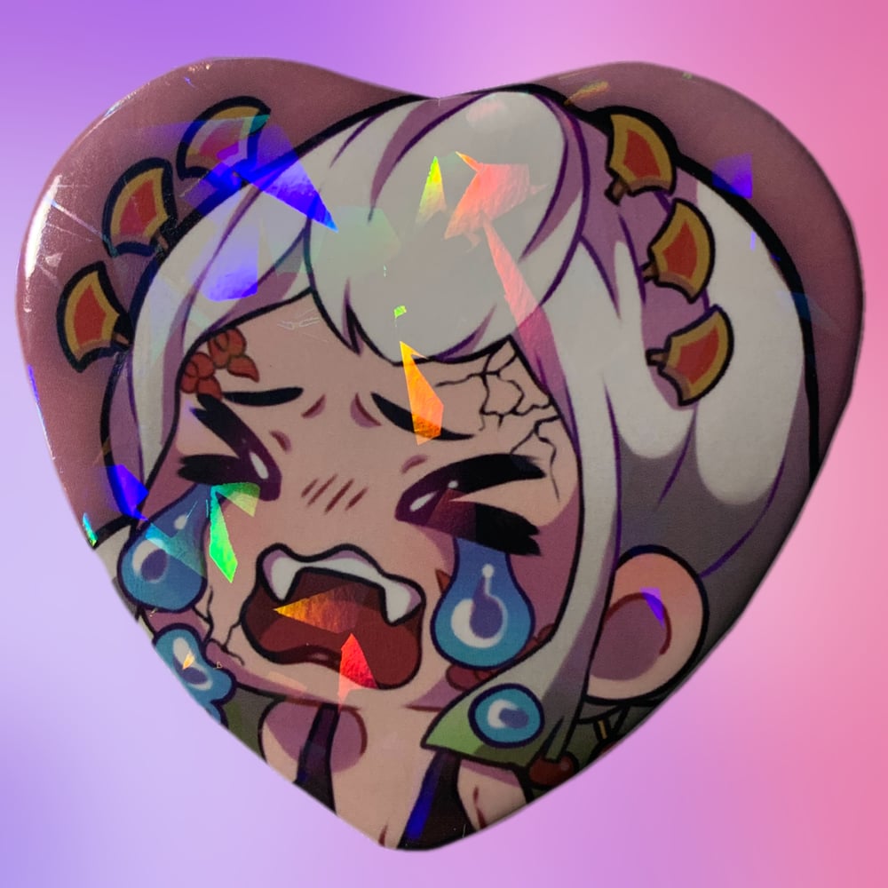 Upper Moon Holo Heart Button