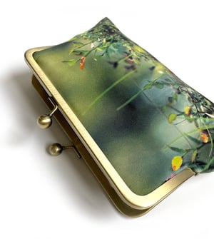 Image of Woodland glade, silk clutch bag with optional chain handle