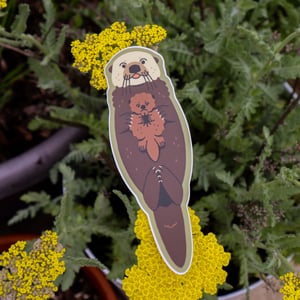 sea otter & pup sticker