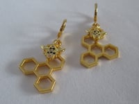 Image 3 of Kate Middleton Duchess of Cambridge Inspired Replikate Honeycomb Bee Hoop Earrings