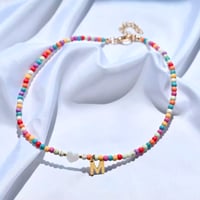 Rainbow Bead Initial Choker