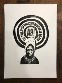 Image 2 of Nina Simone. No Fear. Hand Made. Original A4 linocut print. Limited and Signed. Art.