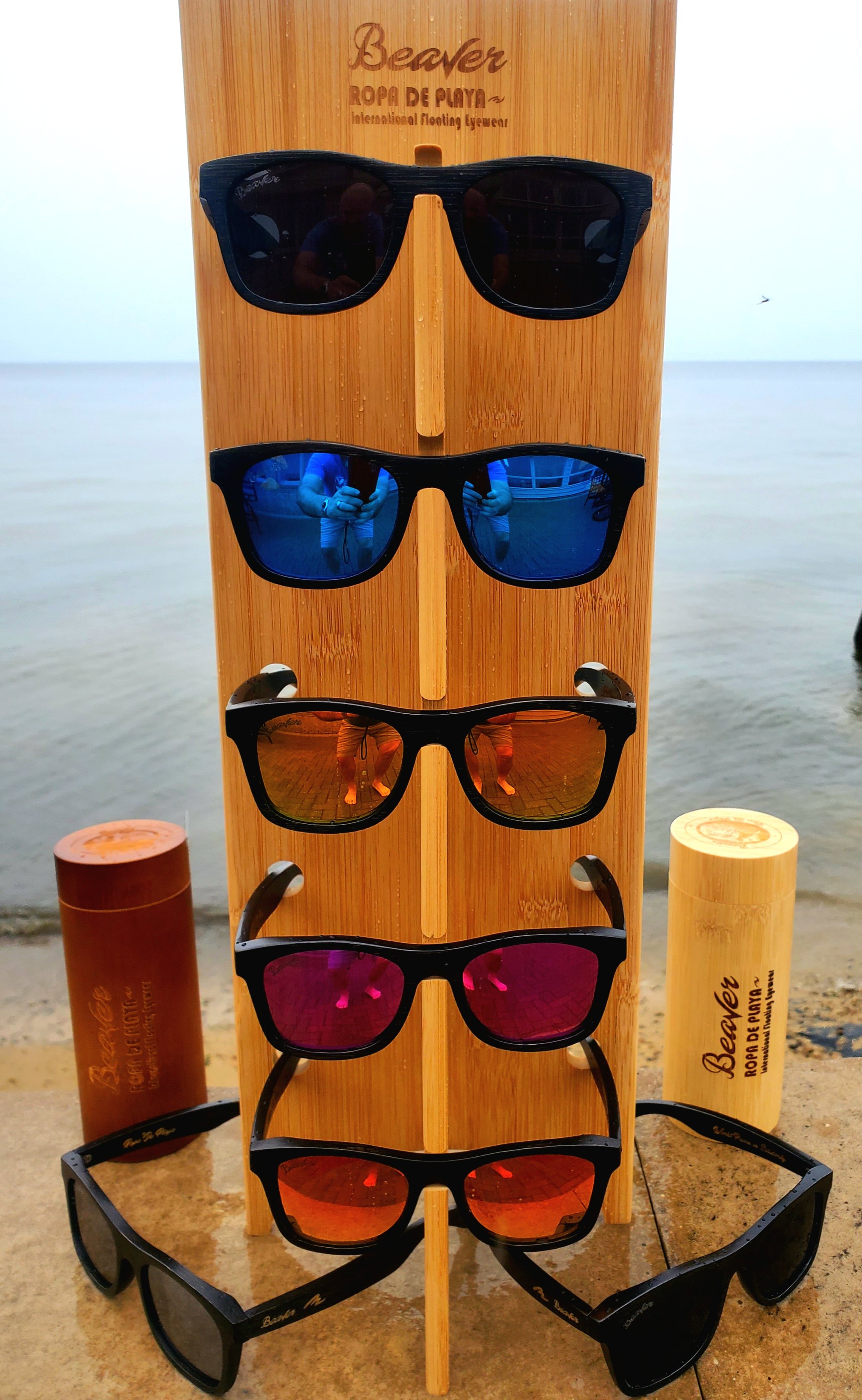 Black Bamboo Beaver. International floating sunglasses.