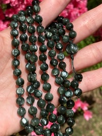 Image 2 of Genuine Seraphinite Mala, Seraphinite 108 Beads Japa Mala, Seraphinite Hand Knotted Necklace