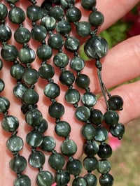 Image 3 of Genuine Seraphinite Mala, Seraphinite 108 Beads Japa Mala, Seraphinite Hand Knotted Necklace