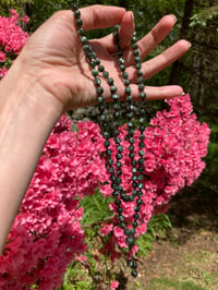 Image 5 of Genuine Seraphinite Mala, Seraphinite 108 Beads Japa Mala, Seraphinite Hand Knotted Necklace