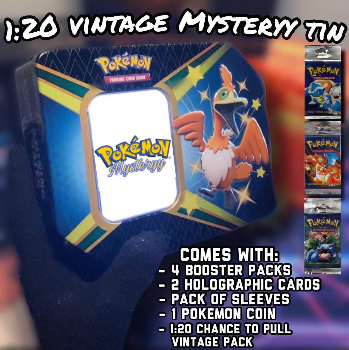 Pokemon Mystery Tin 1:20 Longstem-Vintage Pack | Pokemonmysteryy Pokemon Mystery Tin 1:20 Longstem-Vintage Pack | Pokemonmysteryy