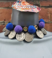 Image 1 of 🧿Festival choker poms blue and purple