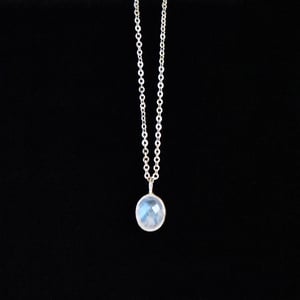 Image of Rainbow Moonstone rose cut oval shape silver necklace