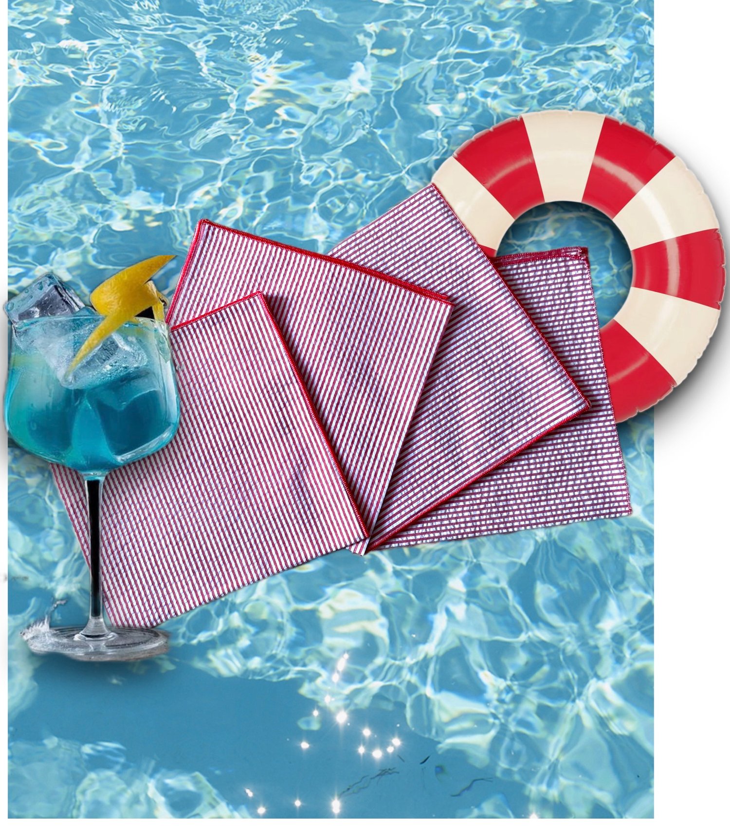 Image of Tovaglioli da cocktail Summer (set da 4)- Summer cocktail napkins (set of 4)