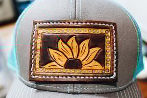 Image of Turquoise Sunflower Trucker Hat