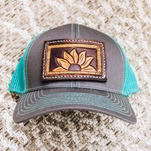 Image of Turquoise Sunflower Trucker Hat