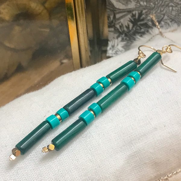 Image of BOUCLES D'OREILLES GOYA XL Malachite
